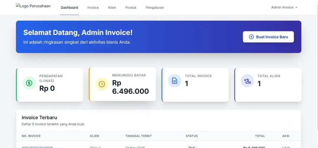 Aplikasi Invoice Generator "Megah" Full Fitur (Laravel 11) - gambar 5