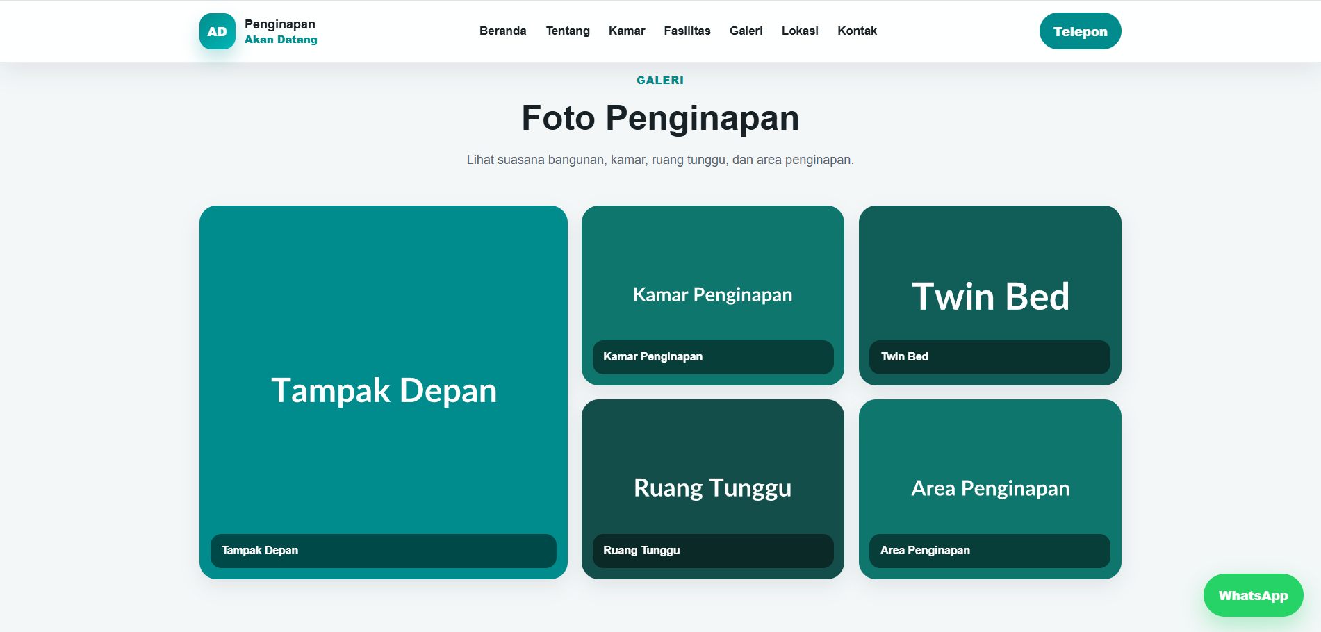 Website Company Profile / Katalog Kamar / Booking WhatsApp Penginapan - gambar 5