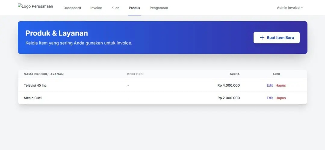 Aplikasi Invoice Generator "Megah" Full Fitur (Laravel 11) - gambar 4