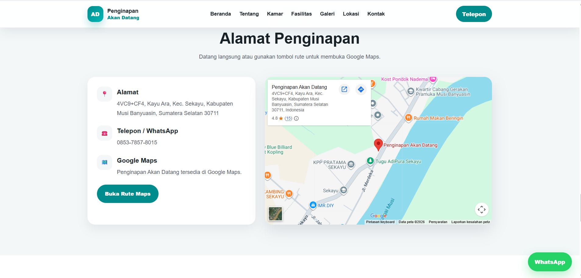 Website Company Profile / Katalog Kamar / Booking WhatsApp Penginapan - gambar 3