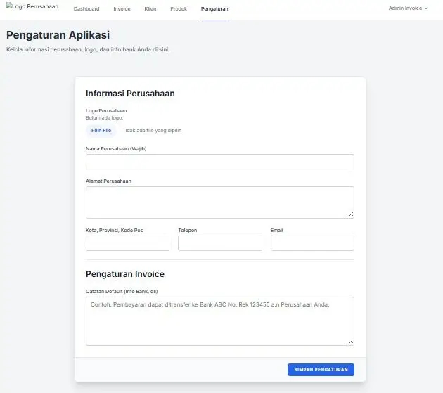 Aplikasi Invoice Generator "Megah" Full Fitur (Laravel 11) - gambar 2